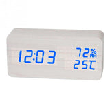 Desktop Wood Living Room Electronic Multifunction LED Display Desk Alarm Clock