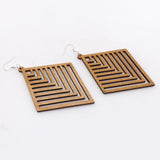 Qiaohe 1 Pair Good Quality Wood Earrings Organic brown Hollow African Woman Wooden Brincos Pendant 5.2x7cm/2x2.8''  E57