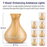 DEKAXI Electric 400ml Ultrasonic Air Humidifier Aroma Essential Oil Diffuser With Wood Grain 7 Changing Led Lights For Bedroom