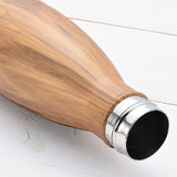 PREUP 500ML Wood Grain Travel Vacuum Flask Insulated & Cold Water Stainless Steel Water Bottle Double Wall Bottle