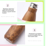 PREUP 500ML Wood Grain Travel Vacuum Flask Insulated & Cold Water Stainless Steel Water Bottle Double Wall Bottle