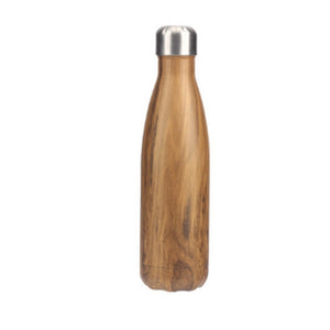 PREUP 500ML Wood Grain Travel Vacuum Flask Insulated & Cold Water Stainless Steel Water Bottle Double Wall Bottle