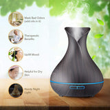 DEKAXI Electric 400ml Ultrasonic Air Humidifier Aroma Essential Oil Diffuser With Wood Grain 7 Changing Led Lights For Bedroom