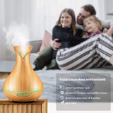 DEKAXI Electric 400ml Ultrasonic Air Humidifier Aroma Essential Oil Diffuser With Wood Grain 7 Changing Led Lights For Bedroom