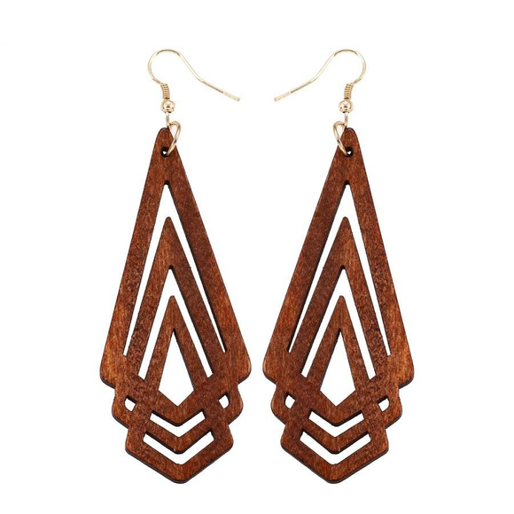 YULUCH Natural Wooden Earrings Geometrica Hollow Triangle Personality Simple Style Fashion Jewelry For Woman Girls Prom Party