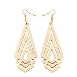 YULUCH Natural Wooden Earrings Geometrica Hollow Triangle Personality Simple Style Fashion Jewelry For Woman Girls Prom Party