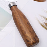 PREUP 500ML Wood Grain Travel Vacuum Flask Insulated & Cold Water Stainless Steel Water Bottle Double Wall Bottle