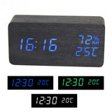 Desktop Wood Living Room Electronic Multifunction LED Display Desk Alarm Clock