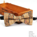 New Men's Cork Wooden Fashion Bow Ties Man Novelty Handmade Striped Plaid Neckwear for Men Wedding Party Wood Gift Male Bowtie