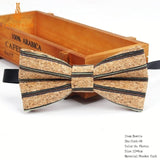 New Men's Cork Wooden Fashion Bow Ties Man Novelty Handmade Striped Plaid Neckwear for Men Wedding Party Wood Gift Male Bowtie