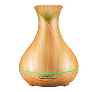 DEKAXI Electric 400ml Ultrasonic Air Humidifier Aroma Essential Oil Diffuser With Wood Grain 7 Changing Led Lights For Bedroom