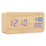 Desktop Wood Living Room Electronic Multifunction LED Display Desk Alarm Clock