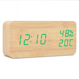 Desktop Wood Living Room Electronic Multifunction LED Display Desk Alarm Clock