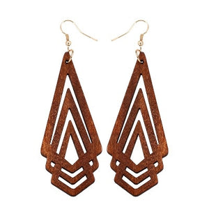 YULUCH Natural Wooden Earrings Geometrica Hollow Triangle Personality Simple Style Fashion Jewelry For Woman Girls Prom Party