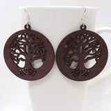 Qiaohe 1 Pair Good Quality Wood Earrings Organic brown Hollow African Woman Wooden Brincos Pendant 5.2x7cm/2x2.8''  E57