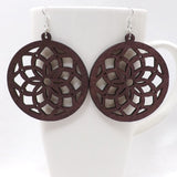 Qiaohe 1 Pair Good Quality Wood Earrings Organic brown Hollow African Woman Wooden Brincos Pendant 5.2x7cm/2x2.8''  E57