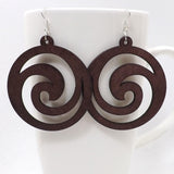 Qiaohe 1 Pair Good Quality Wood Earrings Organic brown Hollow African Woman Wooden Brincos Pendant 5.2x7cm/2x2.8''  E57