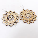 Qiaohe 1 Pair Good Quality Wood Earrings Organic brown Hollow African Woman Wooden Brincos Pendant 5.2x7cm/2x2.8''  E57