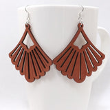 Qiaohe 1 Pair Good Quality Wood Earrings Organic brown Hollow African Woman Wooden Brincos Pendant 5.2x7cm/2x2.8''  E57