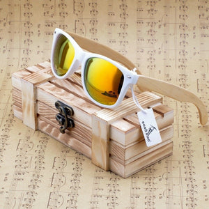 White Frame Wooden Sunglasses in Wooden Box - Beautifiable - 1